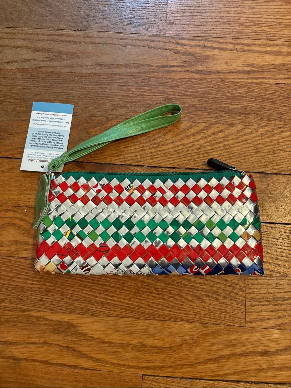 NWT handcrafting Justice Woven clutch